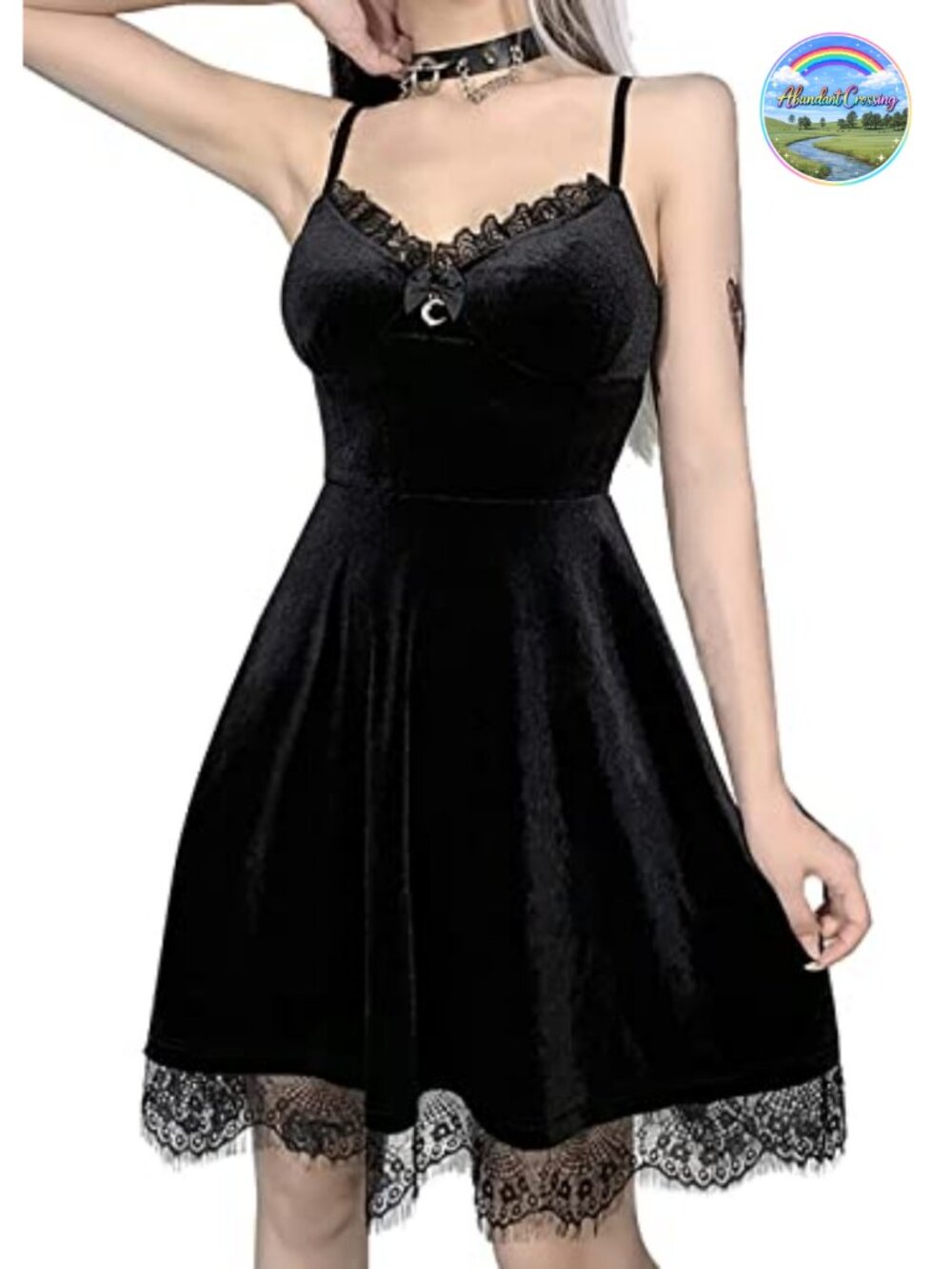 Velvet Gothic Lolita Cami Dress Witchy Moon Charm Mini Bodycon